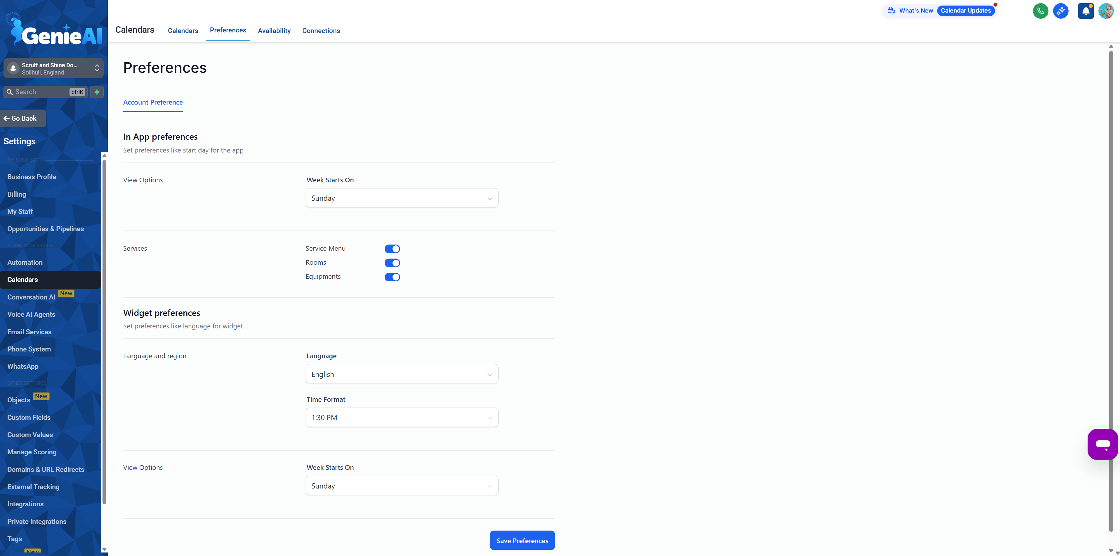 Calendar Settings - Calendar Preferences in GenieAI – GenieAI